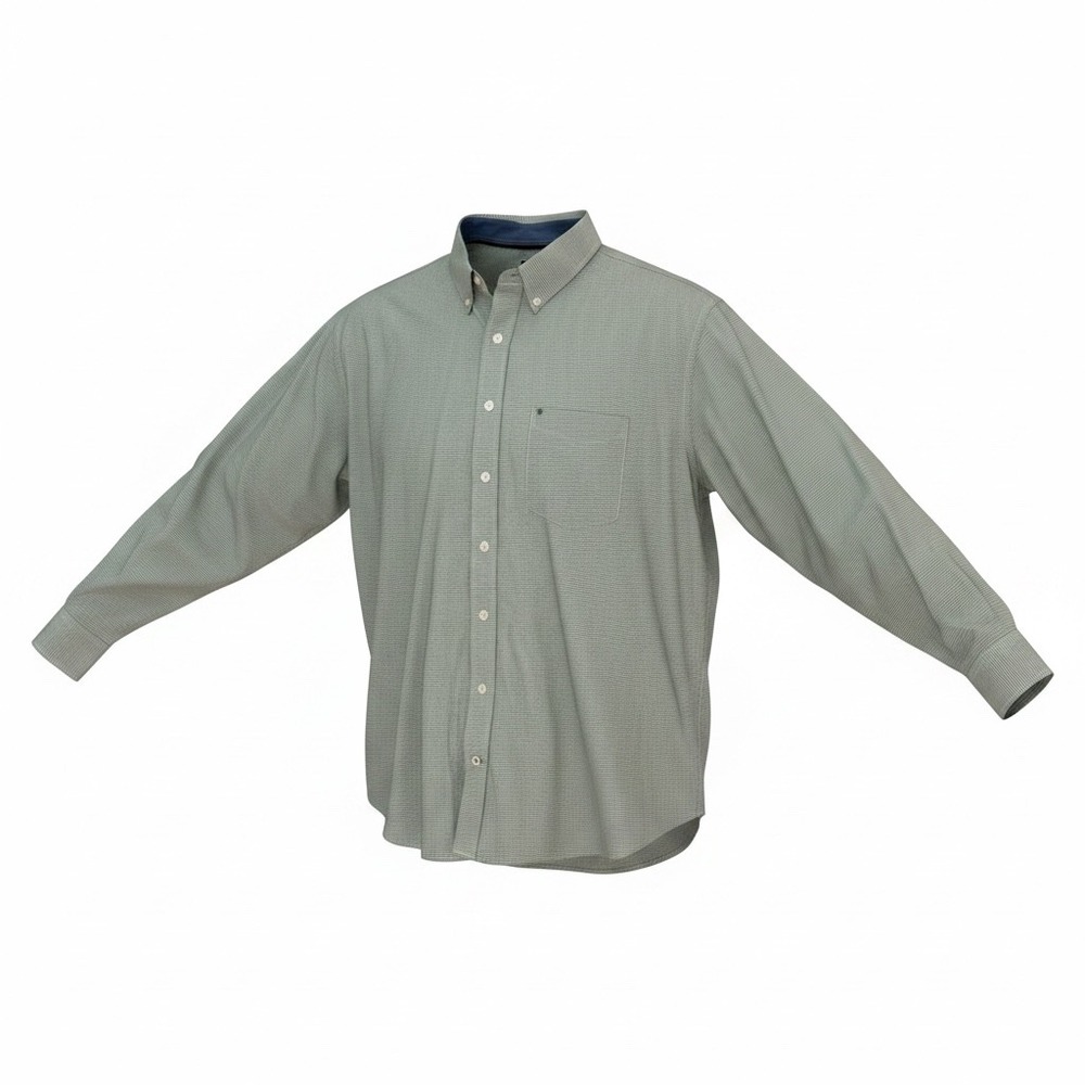 IZOD Mens Green Micro-Check Button Down Shirt 3XLT Long Sleeve 45IW452310